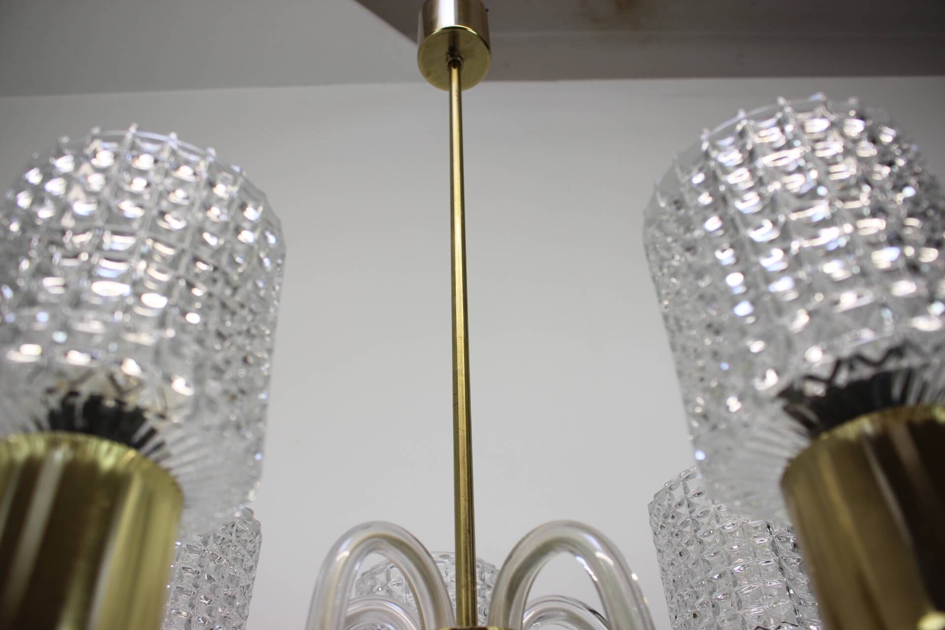 Art Deco All Glass Chandelier by Kamenicky Senov, 1960's, Czechoslovakia