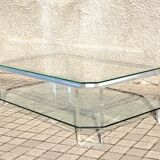 Modernist coffee table in glass and plexiglass altuglas design David Lange 1980