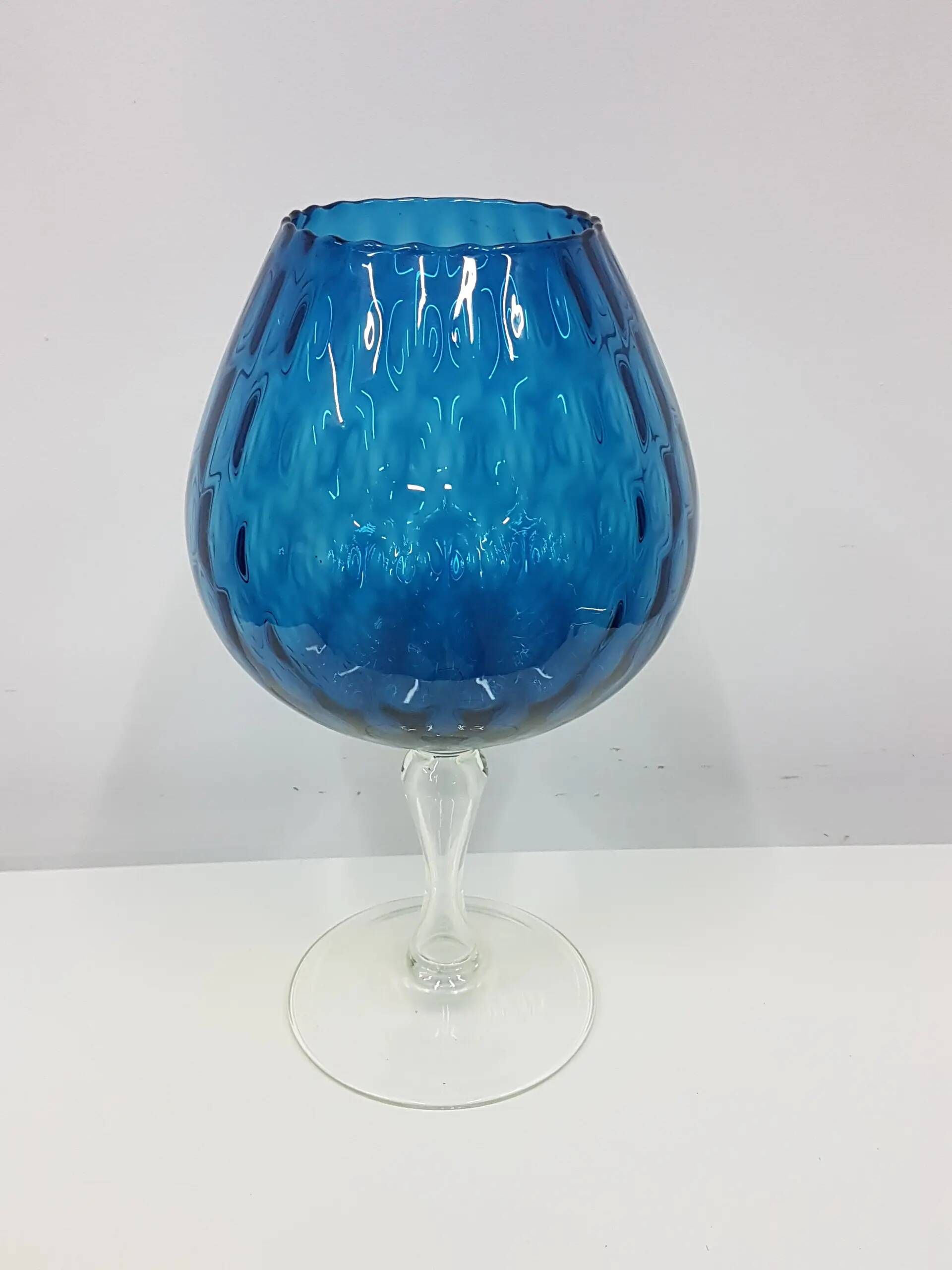 Blue-violet glass chalice vase, Italy, 1970s.
