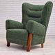 1960s, scandinavian design, restored high-back recliner, oak wood.