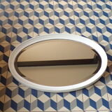 Oval mirror frame white wood - 82x53cm