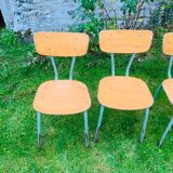 Set of 4 school chairs - wood & metal