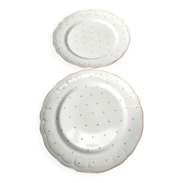 Paire d'assiettes plates vintage Salins les Bains peintes à la main