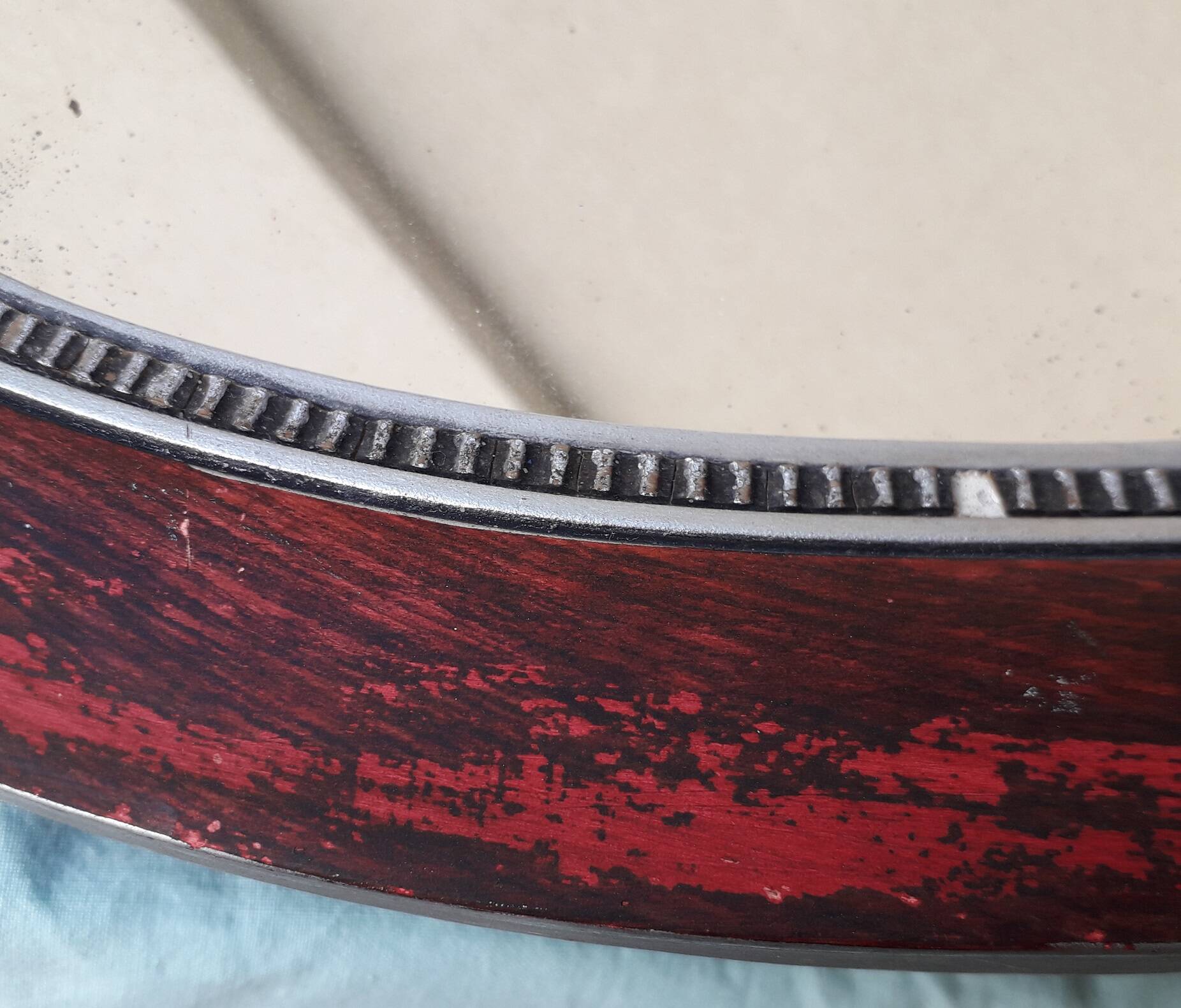 Oval wooden mirror