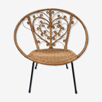 Vintage Bohemia volutes rattan chair