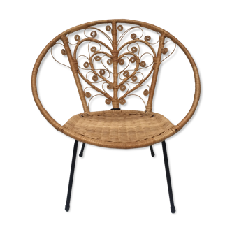 Vintage Bohemia volutes rattan chair