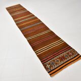Tapis persan Kilim bordeaux et rouge, 75 x 387 cm