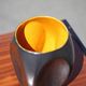 Vallauris modernist cubic vase enamelled black with orange interior, vintage vase, collection, decoration