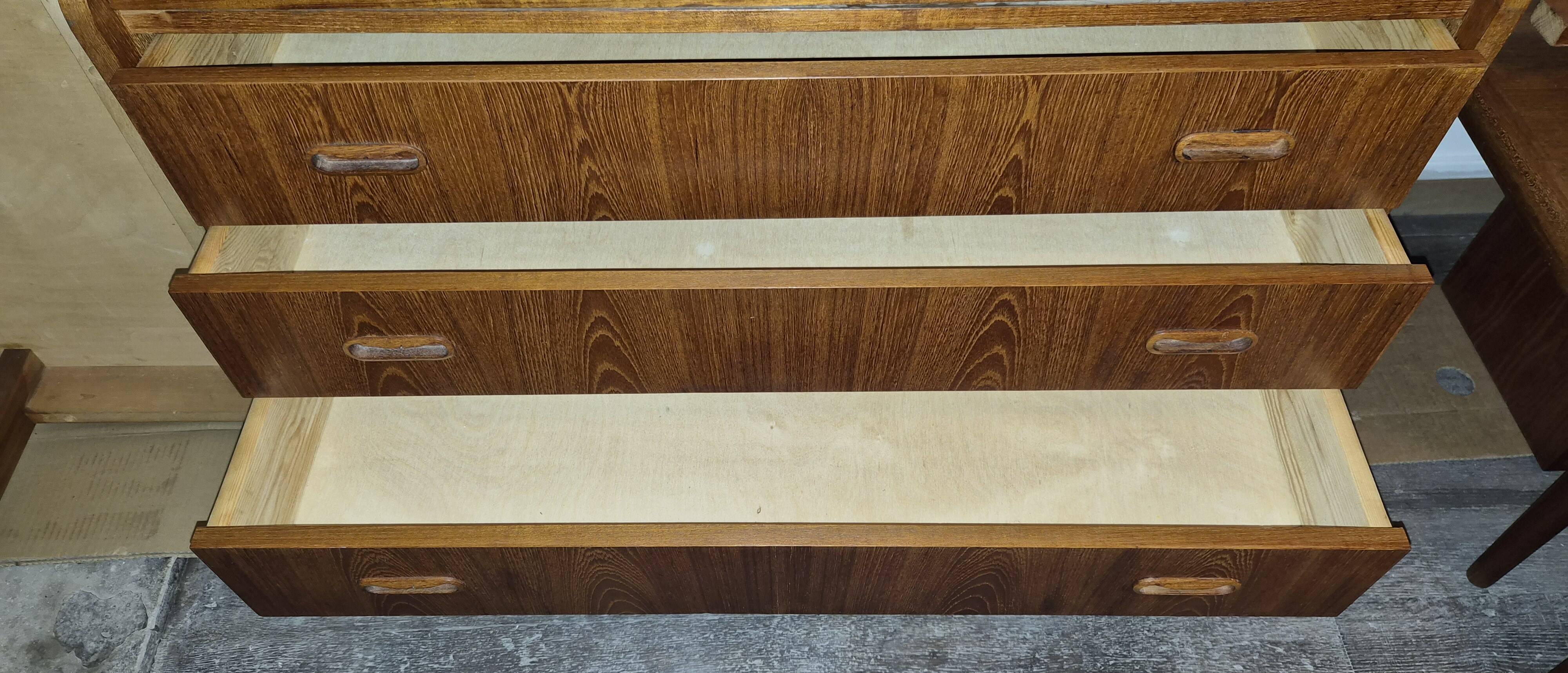 Teak secretary with drawers and sliding top, Denmark, 1960.