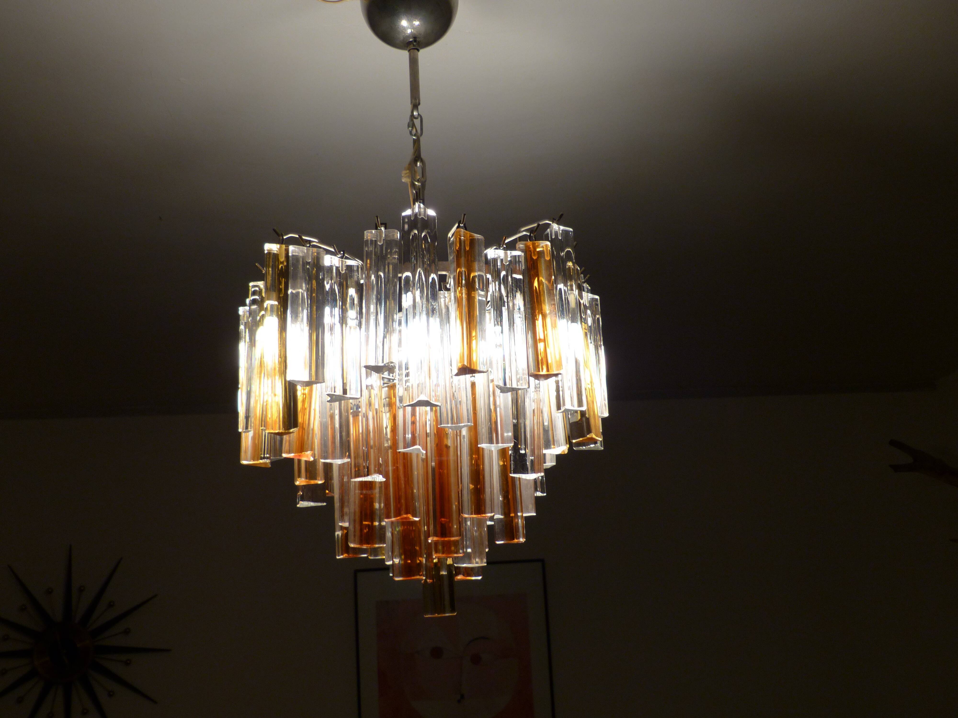 Crystal chandelier Italian vintage Venini trilobo