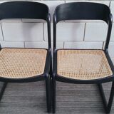 Pair of caning sled chairs