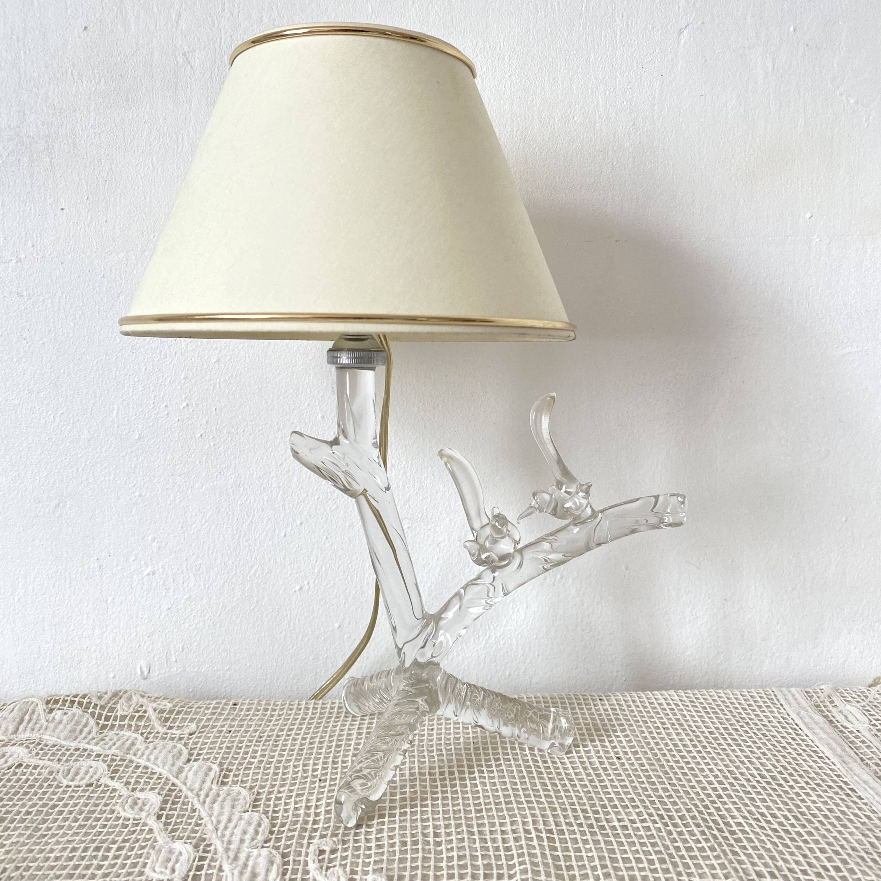 Lamp with crystal base, branch and birds motif, 1960s