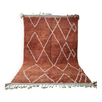 Tapis Beni Ouarain Laine Terracota et Motifs Géométriques 300x200cm