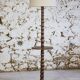Neo-rustic floor lamp in turned wood, 1950