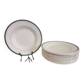 10 assiettes creuses à  liseré vert, Moulin Des Loups Hamage