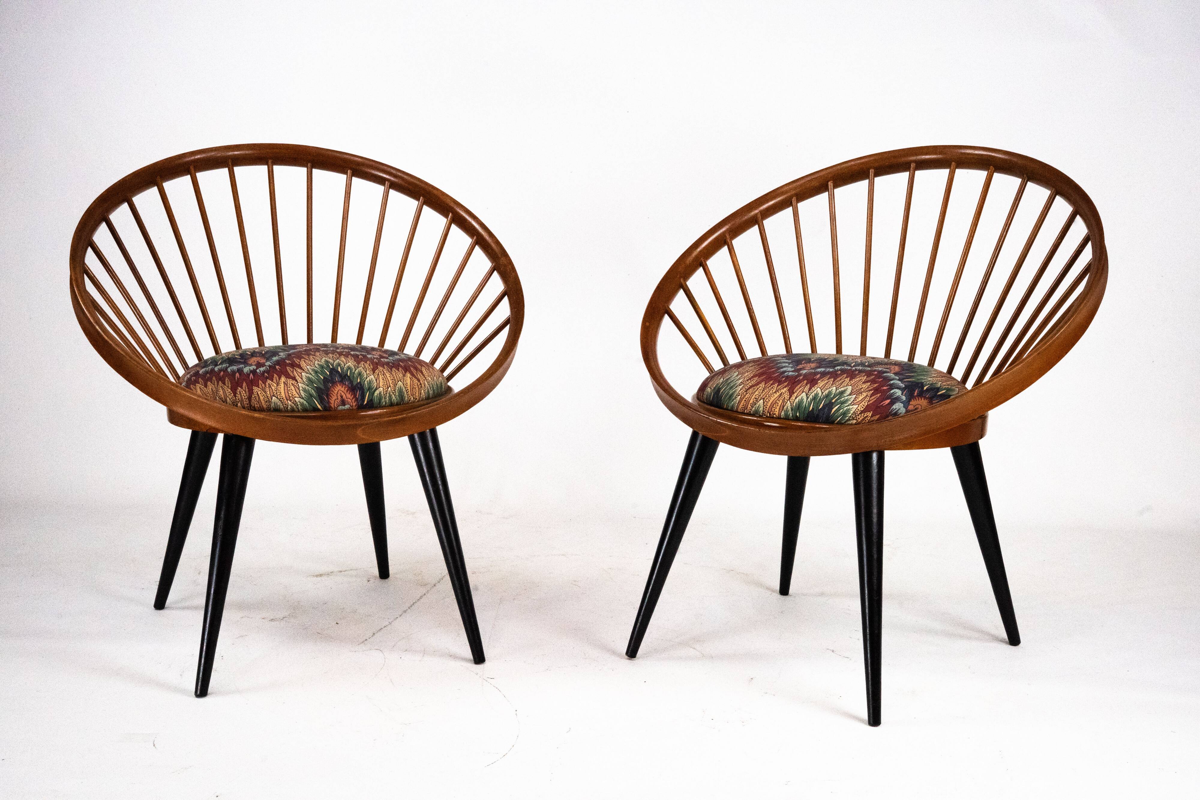 Pair of Yngve Ekström Circle Chairs for Swedese, Sweden 1950s – Original Up