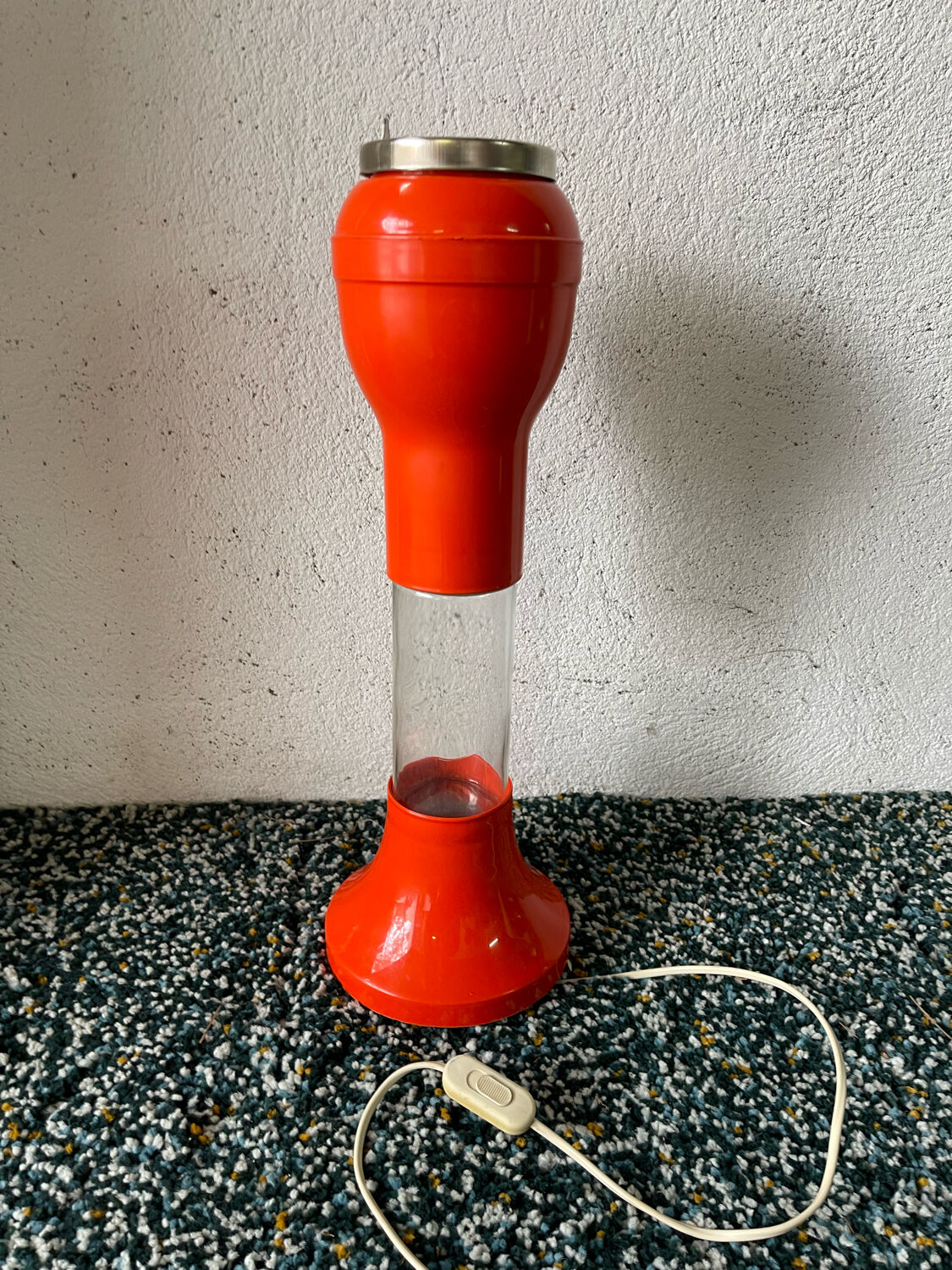 Large floor ashtray lamp tulip space age, with aquatic lighting 70s