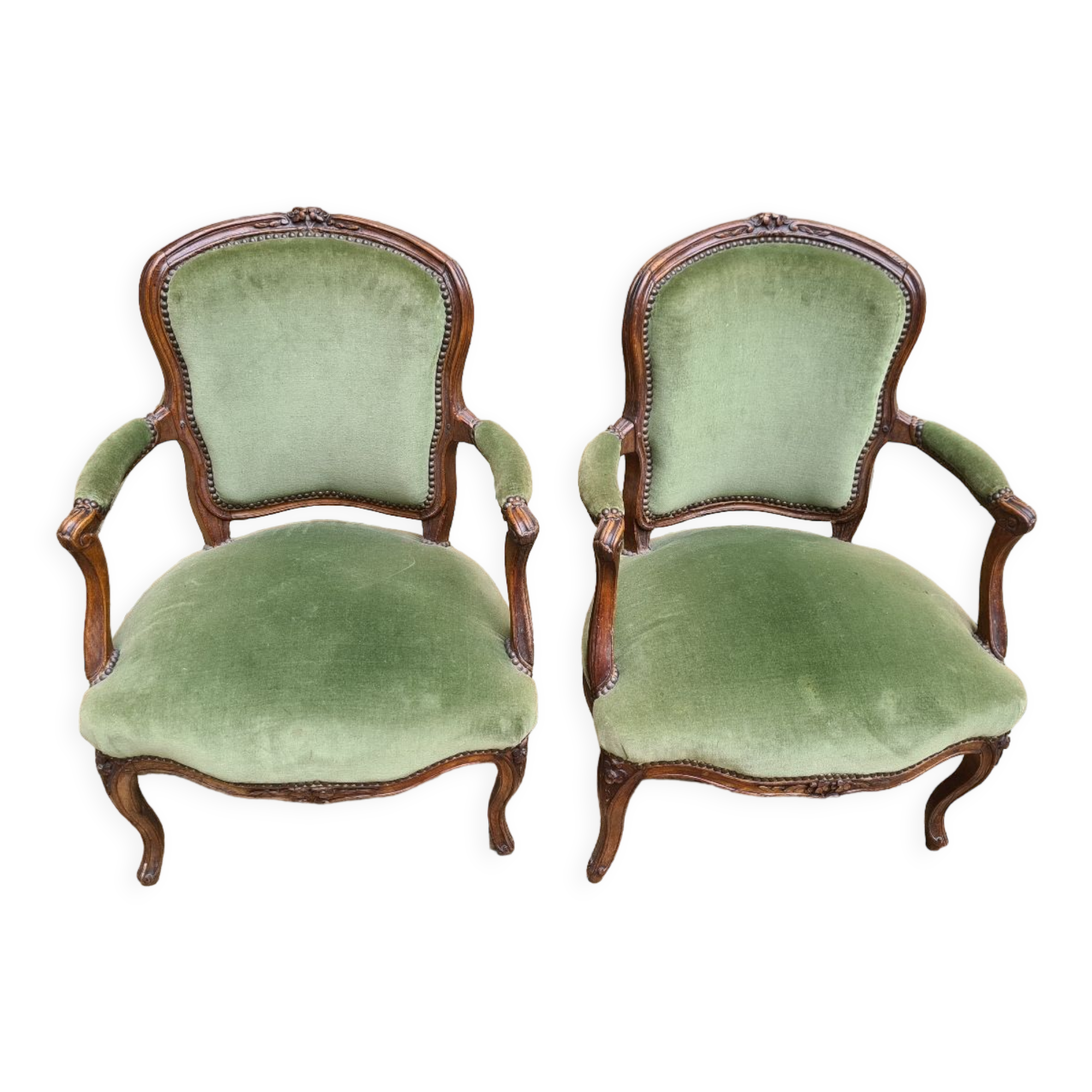 Pair of armchairs Louis XV period, stamped Baudin