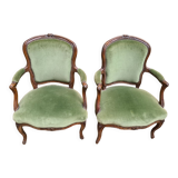 Pair of armchairs Louis XV period, stamped Baudin