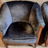 Pair of club armchairs called Monaco, studded velvet, art deco