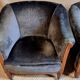 Pair of club armchairs called Monaco, studded velvet, art deco