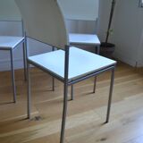 Set of 4 vintage metal and wood chairs from the 1990s.