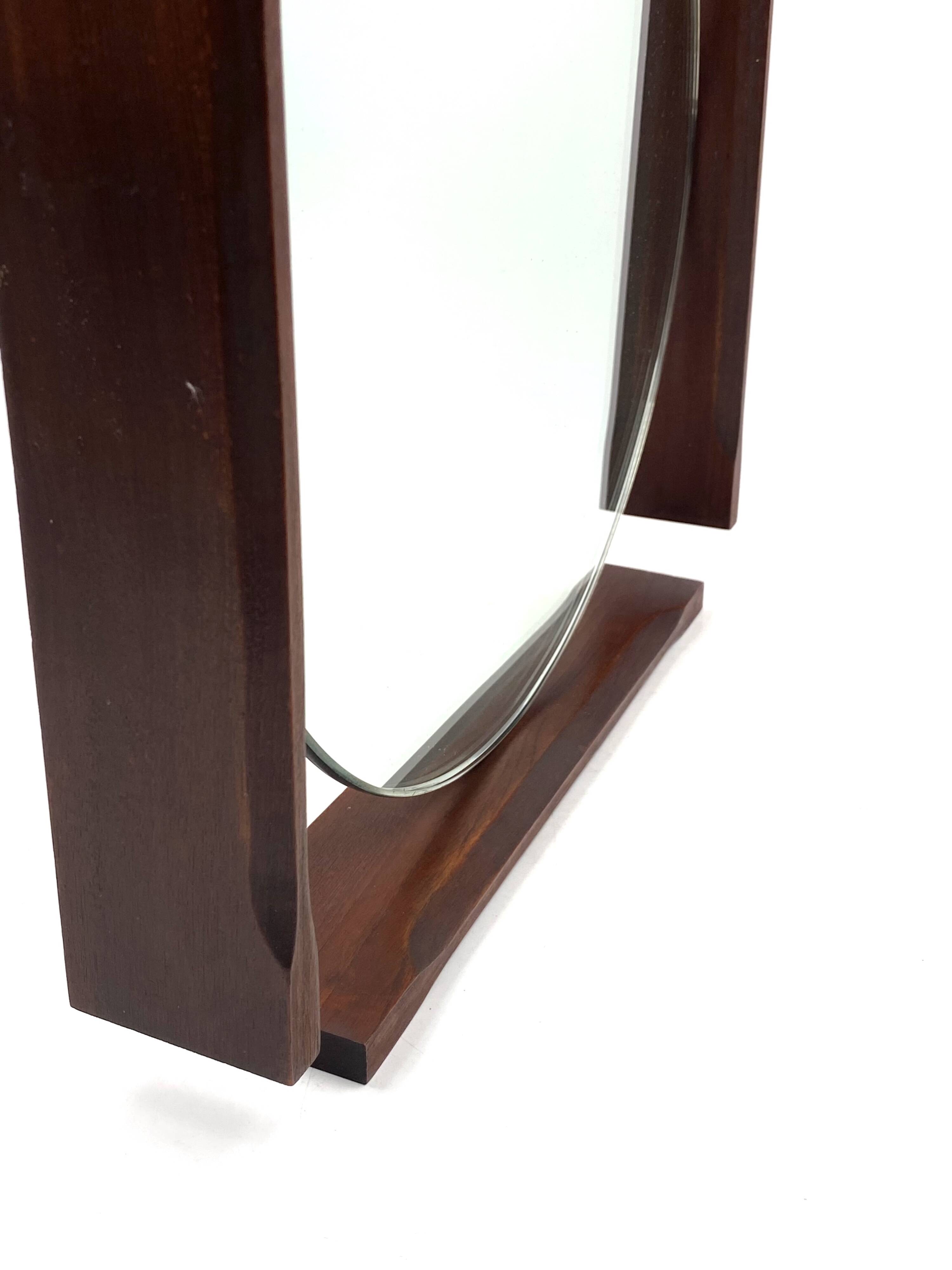 Mid-century teak table / wall mirror / vanity, Italy 1960s