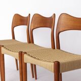 Ensemble de 4 chaises de salle à manger danoises par Arne Hovmand-Olsen pour Mogens Kold, années 1960.