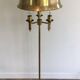 Brass floor lamp with a brass shade. Attributed to Maison Charles