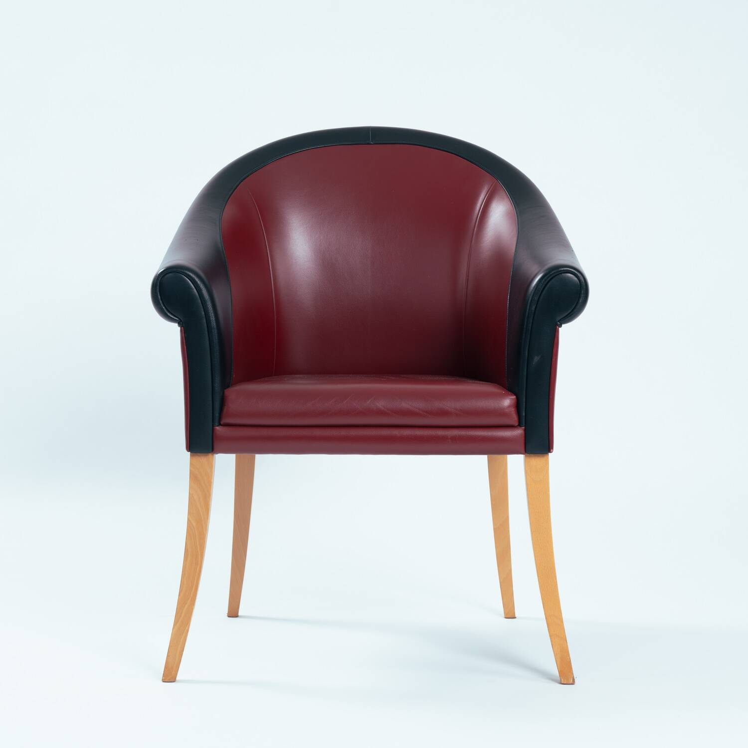 Sinan Armchairs in Leather and Beech Wood, Red and Black, Designed by Poltrona Frau, Set of 4