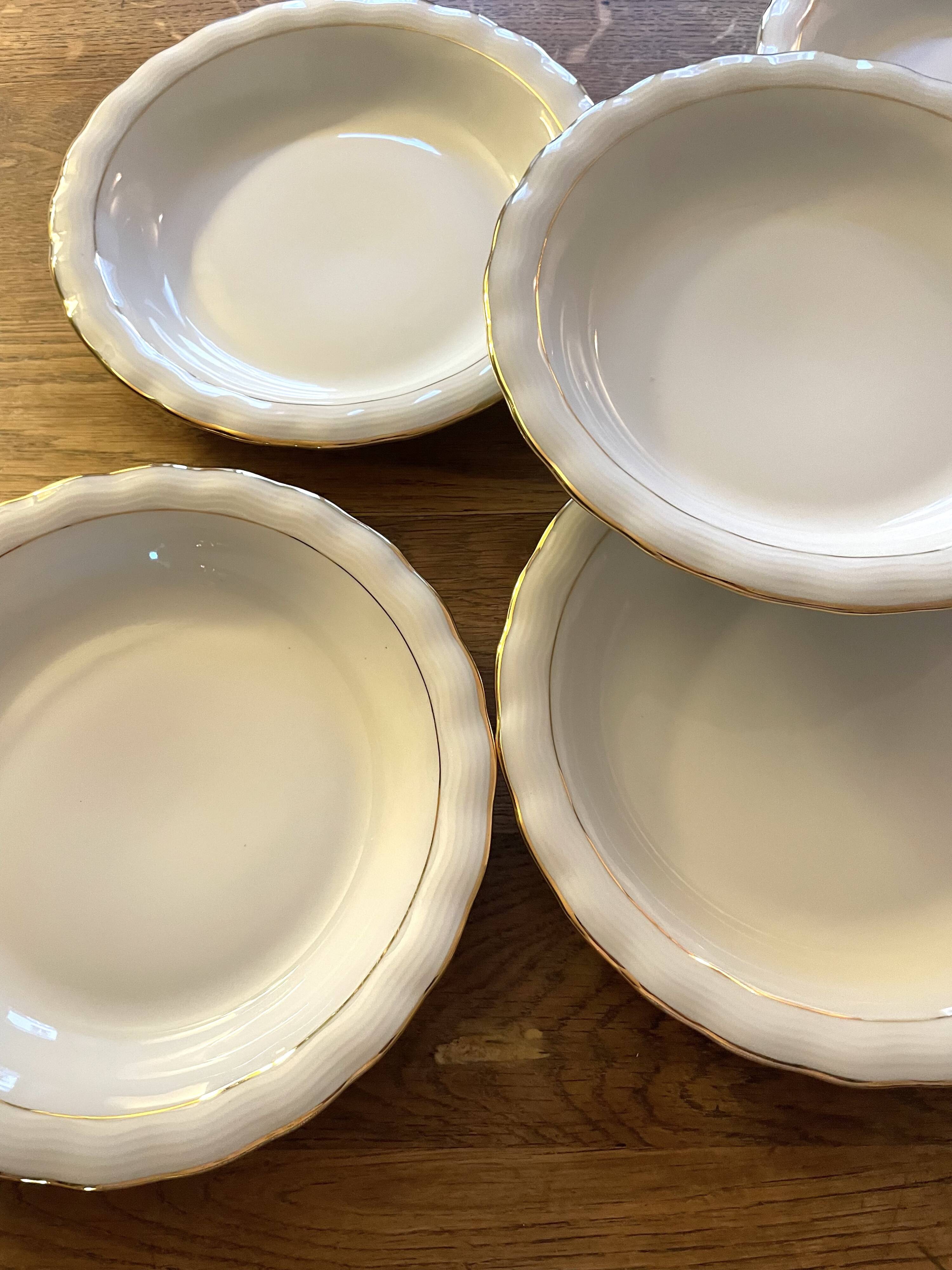 6 Limoges porcelain soup plates signed P. Dessagne in very good condition