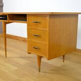Vintage 1960s Two-Tone Free-Form Light Oak Desk
