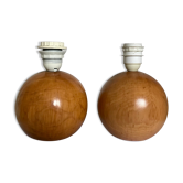 Paire de lampes en bois vintage