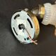 Vintage brass swan neck wall light with opaline tulip flower