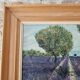 Oil on Canvas Landscape Almond Trees and Lavenders signed Jean Claude Fer