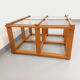 Vintage square coffee table in pine and smoked glass from the 70s and 80s.
