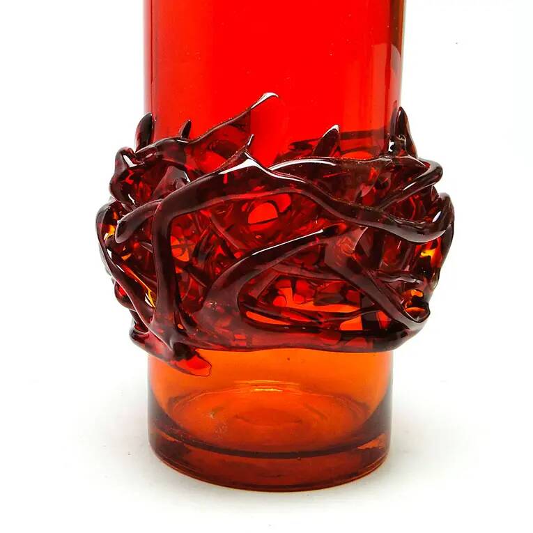 Crown of Thorns vase, red glass, designed by J. Słuczan-Orkusz, Poland, 1970s