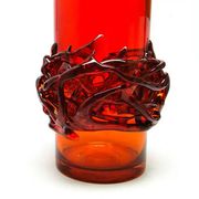 Crown of Thorns vase, red glass, designed by J. Słuczan-Orkusz, Poland, 1970s