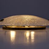 Ceiling lamp in watermarked glass & brass