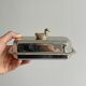 Vintage silver-plated metal butter dish