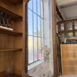 Old XL Napoleonic oak glass bookcase, 19th century