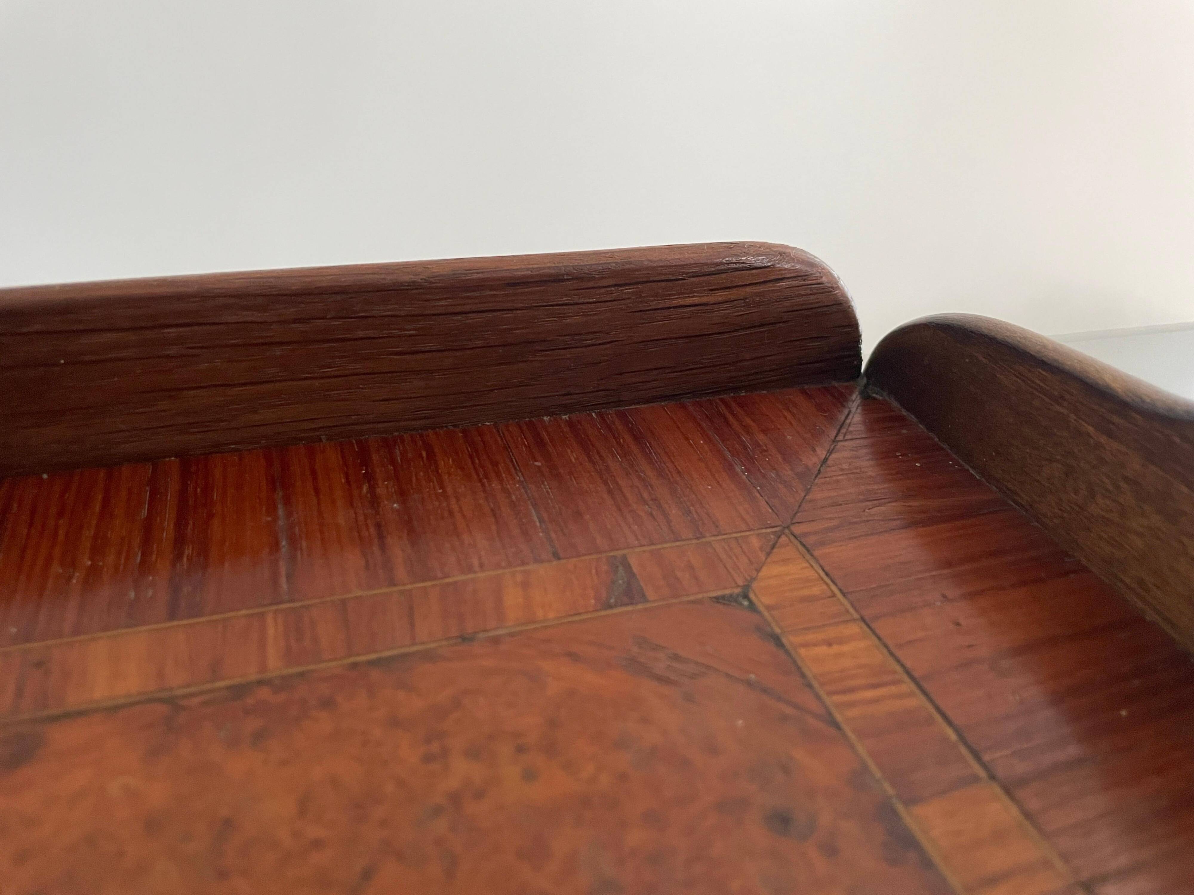 Wooden coffee table with a lovely square pattern, serving tray, 1960s, Germany.