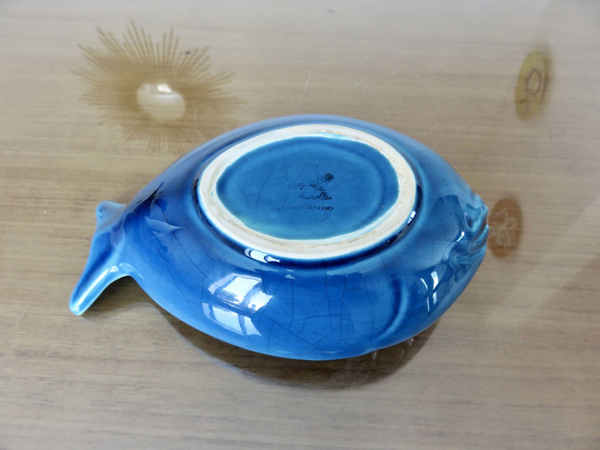 Empty pocket, blue cracked Charolles ceramic, 1960s