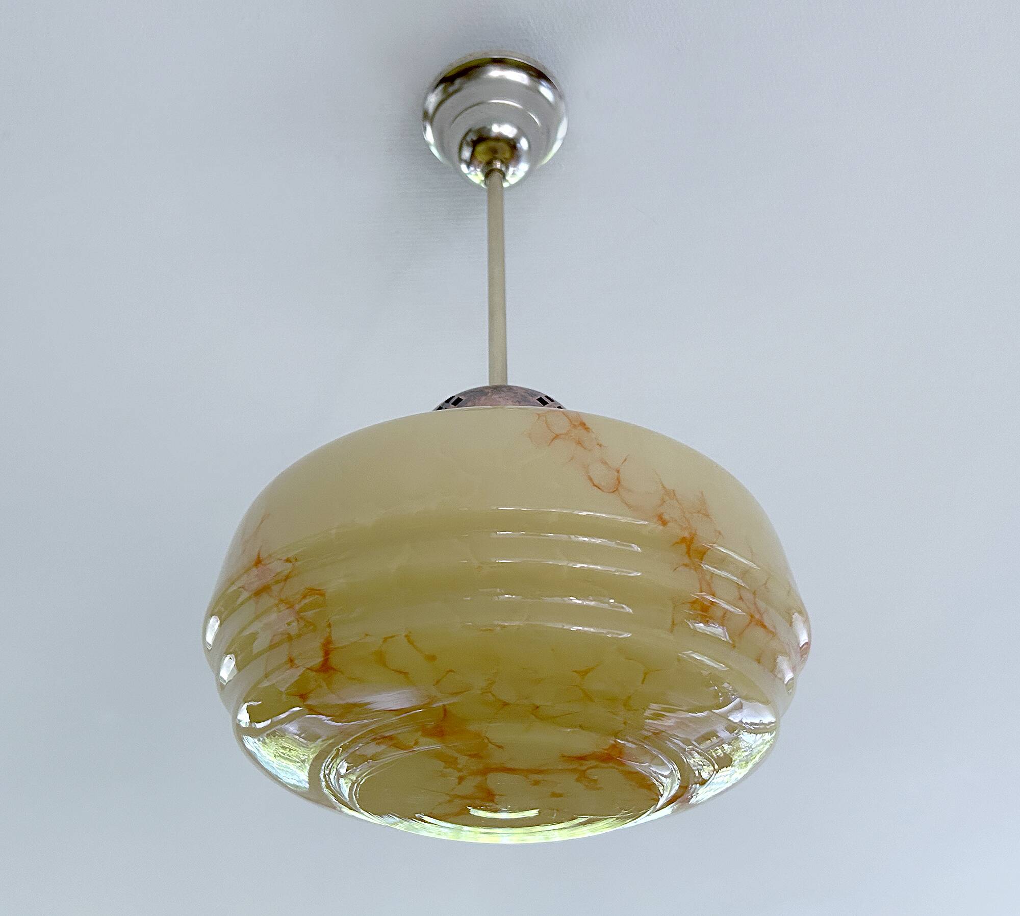 Suspension Art Déco en verre marbré