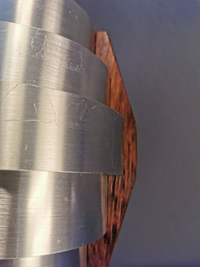 Hanging lamps, made of aluminium and rosewood veneer