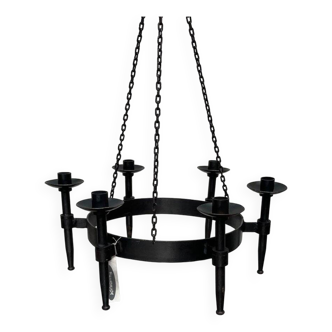 Vintage brutalist wrought iron candle holder by Boltze, 1970s.