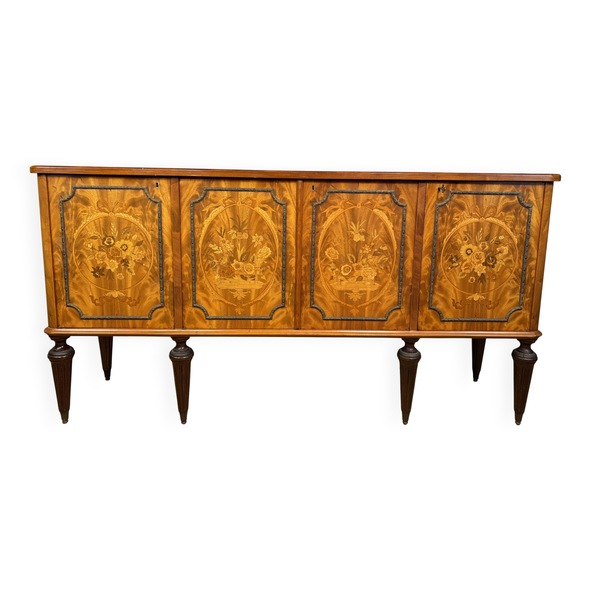 Exceptional Antique Marquetry Inlaid Hall Console / Sideboard – Circa 1900