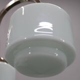 Art Deco nickel chandelier with cylindrical light opaline shades, Czechoslovakia