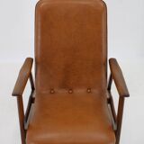 1960s Scandinavian Teak Armchair in Leatherette