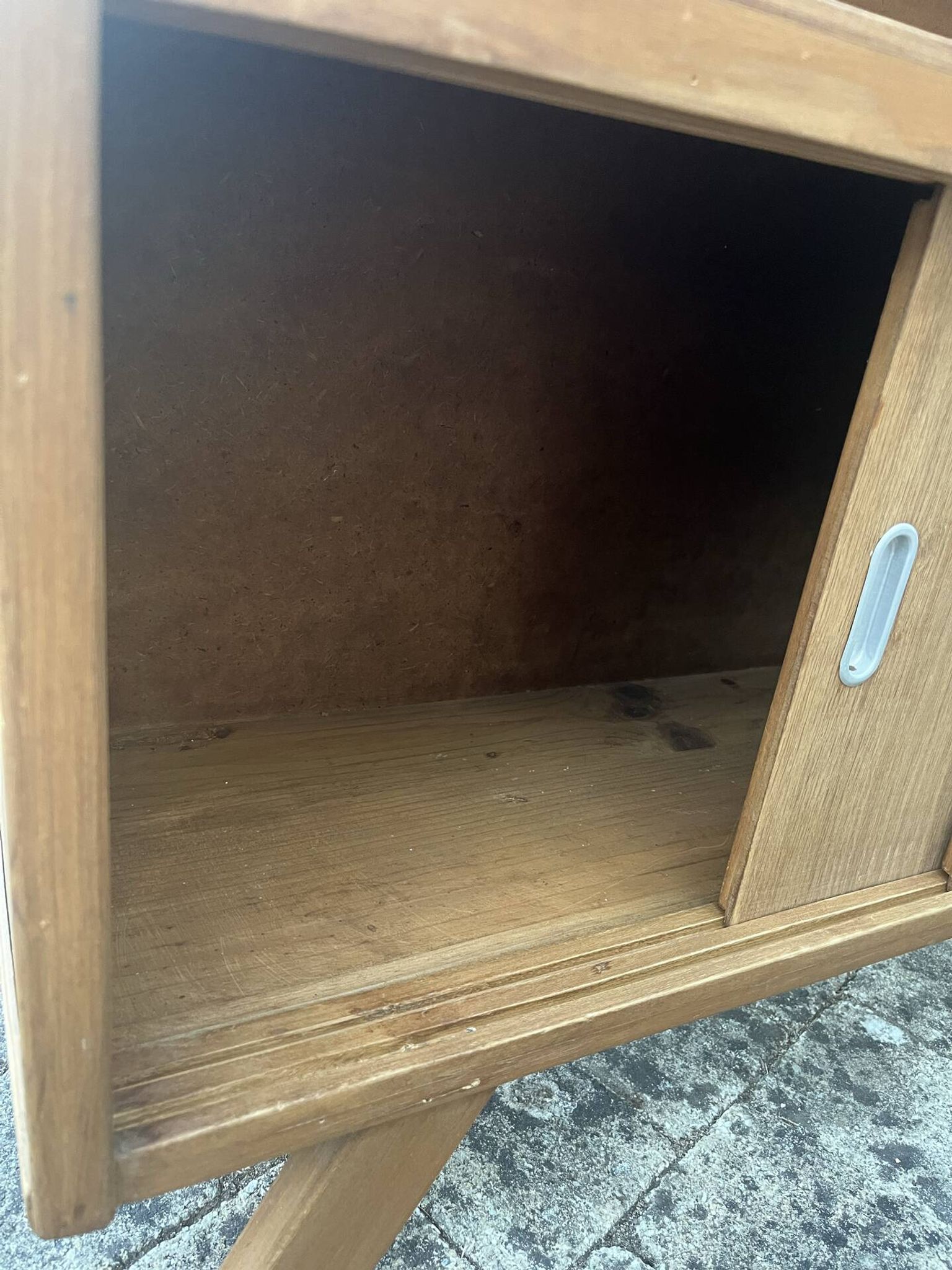 Meuble tv, bibliothèque basse vintage pieds compas
